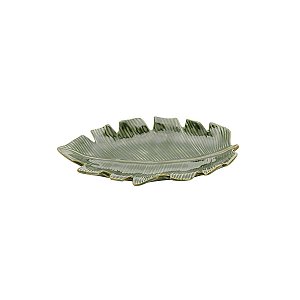 PRATO DECORATIVO DE CERÂMICA BANANA LEAF VERDE 21,5x12x2,5cm