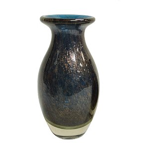 VASO GOLDEN EM VIDRO 6,5X6,5X15CM COR AZUL TURQUESA