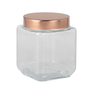PORTA MANTIMENTO VIDRO TAMPA METAL COBRE 1,2L 11X11X14CM