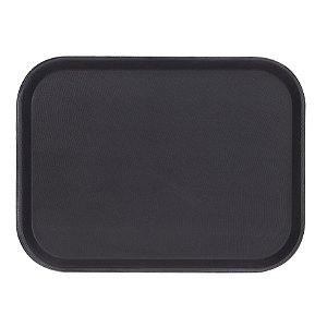 BANDEJA ANTIDERRAPANTE RETANGULAR PLASTICO 45X35CM COR PRETA