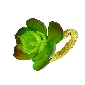 CJ 4 ANÉIS P/GUARDANAPOS PLÁSTICO FLOR VERDE 7x6cm