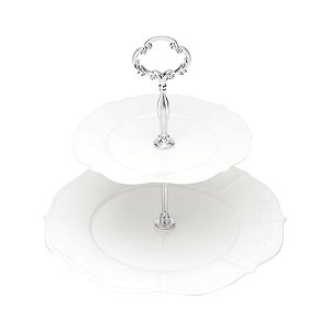 PORTA DOCES 2 ANDARES PORCELANA SUPER WHITE GENEBRA 19x26x24