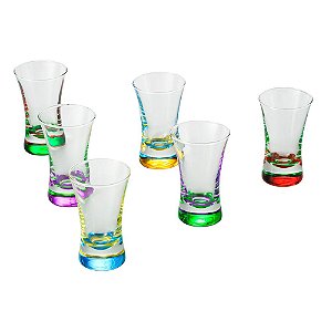 CJ 6 COPOS P/SHOT DE VIDRO COLORIDO 50ml