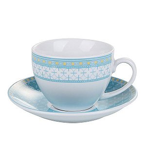 CJ 6 XÍCARAS P/CHÁ DE PORCELANA BARCELONA 200ml