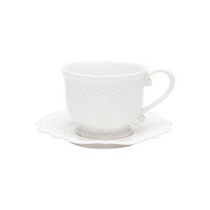CJ 6 XÍCARAS P/CHÁ DE PORCELANA SUPER WHITE GENEBRA 200ml