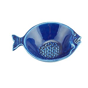 CJ 4 PRATOS CERÂMICA PEIXE OCEAN AZUL 14x11cm