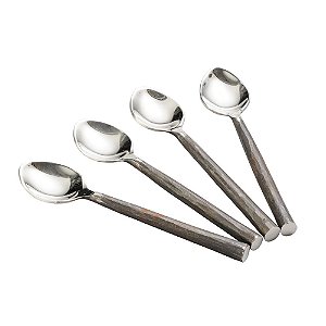 CJ 4 COLHERES DE AÇO INOX C/CABO DE BAMBU 1,3mm/41gr