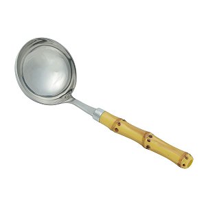 CONCHA SOPA AÇO INOX C/CABO  PLÁSTICO BAMBU NATURAL LUXO 21