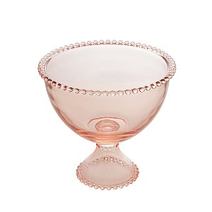 SALADEIRA CRISTAL C/PÉ PEARL ROSA 21x19cm