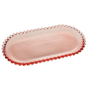 TRAVESSA CRISTAL OVAL PEARL ROSA 24x12x2cm