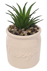 VASO SUCULENTA HONEY CERAMICA PLASTICO 7X11CM COR BRANCA