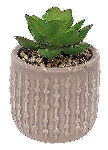 VASO SUCULENTA RUSTIC  CERAMICA E PLASTICO 7,5X10,5CM BEGE