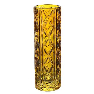 VASO SOLITARIO EM CRISTAL ECOLOGICO D6,5XA20,6CM COR AMBAR