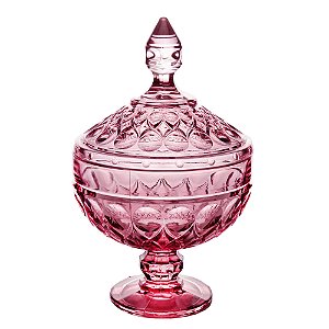 POTICHE DECORATIVA CRISTAL C/PÉ ANGEL ROXO 15x24cm