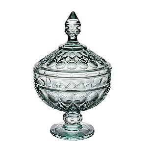 POTICHE DECORATIVA CRISTAL C/PÉ ANGEL VERDE 15x24cm