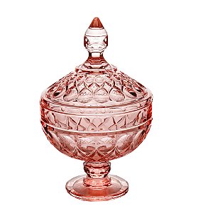 POTICHE DECORATIVA CRISTAL C/PÉ ANGEL ROSA 15x24cm