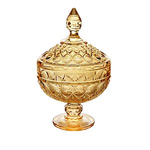 POTICHE DECORATIVA CRISTAL C/PÉ ANGEL ÂMBAR 15x24cm