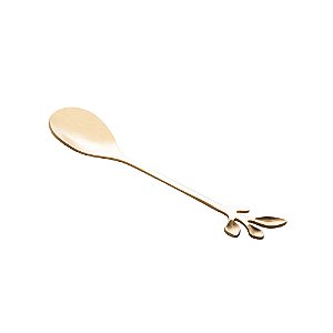 CJ 4 COLHERES AÇO INOX P/CHÁ LEAVES DOURADO