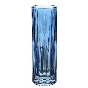 VASO SOLITARIO EM CRISTAL ECOLOGICO D6,5XA20,8CM COR AZUL