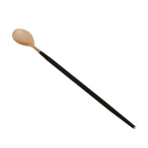 COLHER AÇO INOX BAILARINA KYOTO ROSÉ GOLD/PRETO 30cm