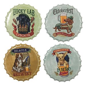 JG DE COASTER DOGS 4 PECAS EM CERAMICA D11CM
