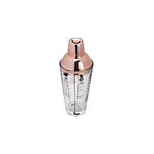 COQUETELEIRA DE VIDRO C/TAMPA DE AÇO INOX ROSÉ COIMBRA 420ml