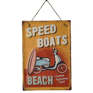 PLACA DECORATIVA BEACH SPEED EM FERRO L28XP0,05XA40CM