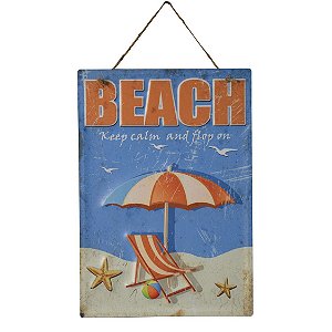 PLACA DECORATIVA BEACH SUN EM FERRO L40XP28CM