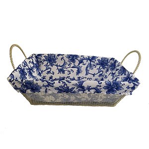 CESTA FERRO REVESTIDO TECIDO ALGODÃO 26X19X8CM BRANCA