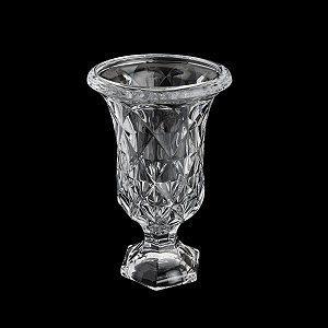 VASO C/PÉ DE VIDRO DIAMOND 15x24cm