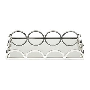 BANDEJA DE AÇO INOX C/FUNDO ESPELHADO ARCOS 38x20x5cm