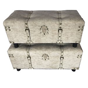 CJ 2 BAUS SOFT EM MADEIRA 90X40X43/80X35X37CM COR BEGE