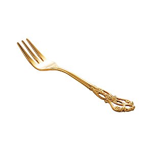 CJ 4 GARFOS AÇO INOX P/BOLO CROWN DOURADO