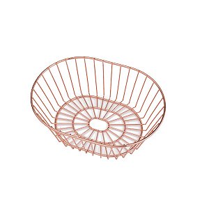 CESTA DE FERRO CROMADO ROSÉ 25x18x9cm