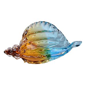 CONCHA DEEP SEA EM VIDRO L29XP14XA13,5CM COR MARROM E AZUL