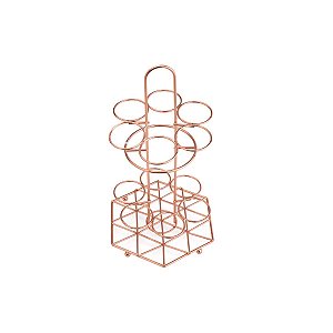SUPORTE P/TEMPEROS DE FERRO CROMADO ROSÉ 16x16x31cm