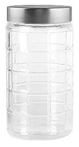 PORTA MANTIMENTOS VIDRO TAMPA PRATA 1,7L 11X22CM