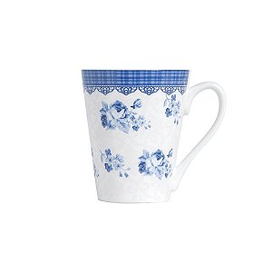 CANECA PORCELANA NEW BONE GRÉCIA SLIM 340ml CAIXA  PRESENTE