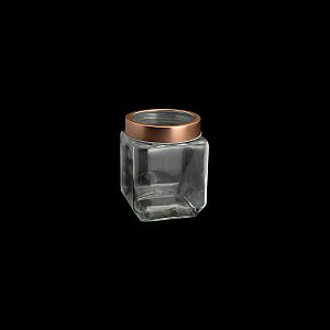 POTE VIDRO TRANSPARENTE C/TAMPA DE ACRÍLICO GOLD ROSÉ 1,2l