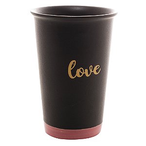 COPO CERÂMICA LOVE PRETO MATT/ROSA 400ml