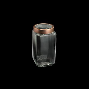 POTE VIDRO TRANSPARENTE C/TAMPA DE ACRÍLICO GOLD ROSÉ 2,2l
