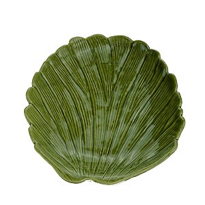 PRATO DECORATIVO DE CERÂMICA BANANA LEAF VERDE 23x20x4cm