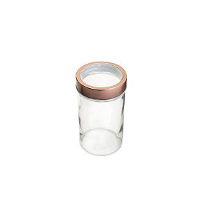 POTE  VIDRO TRANSPARENTE C/TAMPA  ACRÍLICO GOLD ROSÉ 500ml