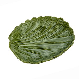 PRATO DECORATIVO DE CERÂMICA BANANA LEAF VERDE 19x16x3,5cm