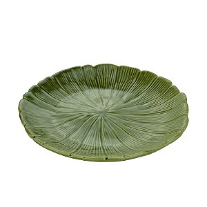 PRATO DECORATIVO DE CERÂMICA BANANA LEAF VERDE 19,5x19,5x3cm