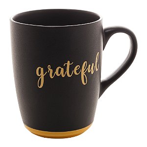 CANECA CERÂMICA GRATEFUL PRETO MATT/AMARELO 340ml