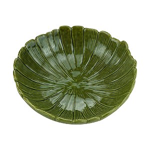 CENTRO DE MESA DE CERÂMICA BANANA LEAF VERDE 25x25x8,5cm
