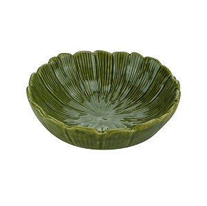 CENTRO DE MESA DE CERÂMICA BANANA LEAF VERDE 15x15x5,5cm