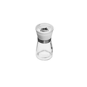 MOEDOR DE TEMPERO DE VIDRO TRANSPARENTE C/TAMPA BRANCA 170ml