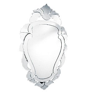 ESPELHO DECORATIVO VENEZIANO EM VIDRO PRATA 98CM X 84CM